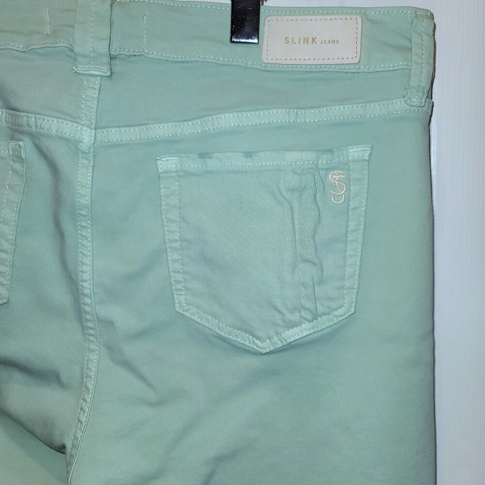 SLINK Jeans Crop Skinny Womens Sz 16 Plus Mint Green Distressed Stretch Ankle - Picture 10 of 15